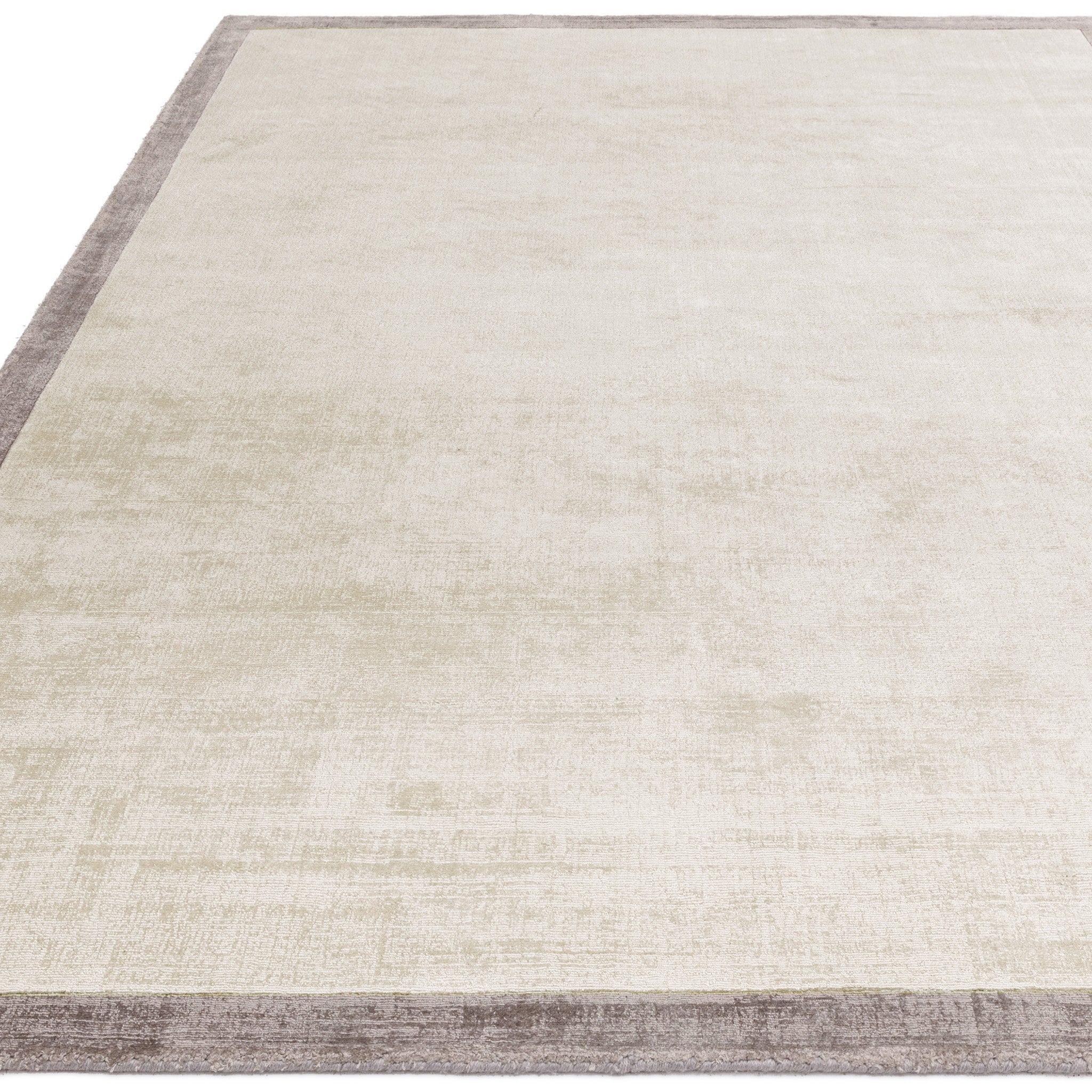 Hand Woven Viscose Rug with Border in Putty and Silver